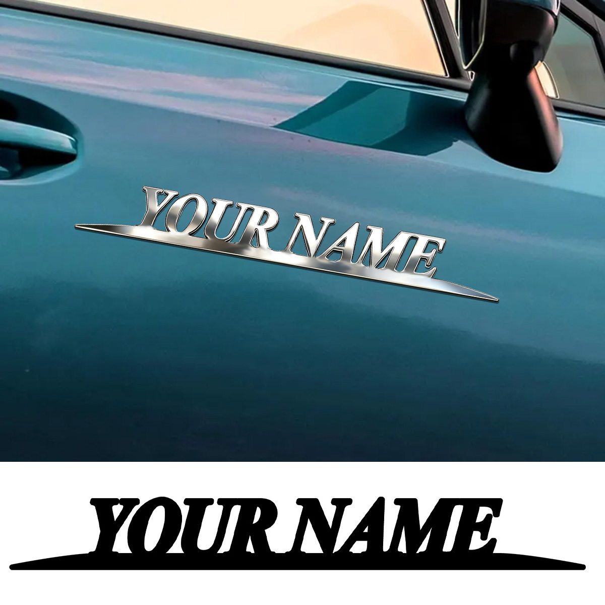 Car Accessories Name - Trendige Metall-Aufkleber mit Ihrem Namen, individuelles