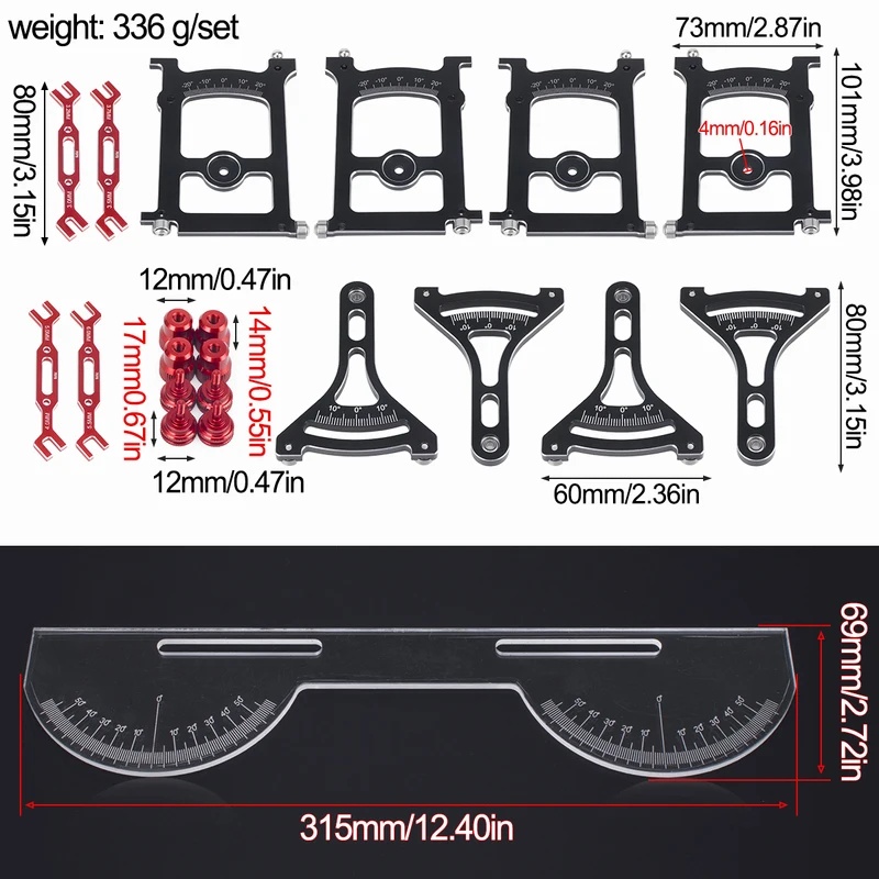 Car Accessories Online - RC Aluminium On-Road Chassis-Messwerkzeug-Set mit Lineal